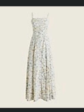 J Crew Tall Button Down Cotton Poplin Dress in Floral Vines